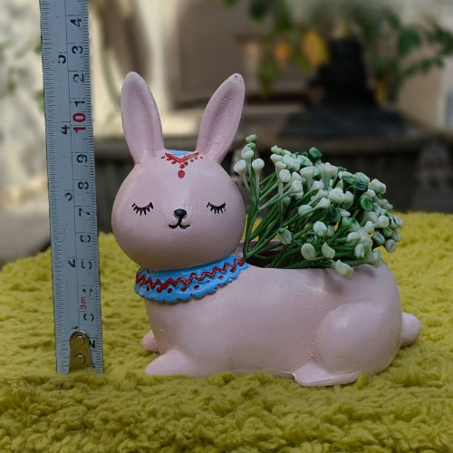Pink rabbit planter