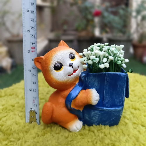 Cat with bag planter