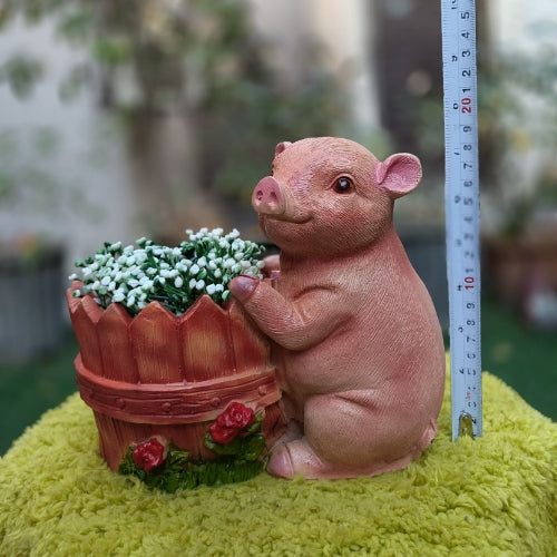 Pig with basket planter
