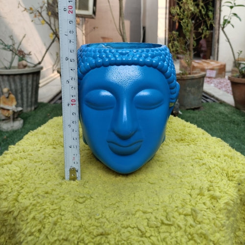 Buddha head planter (blue)