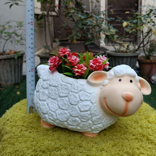 White sheep planter