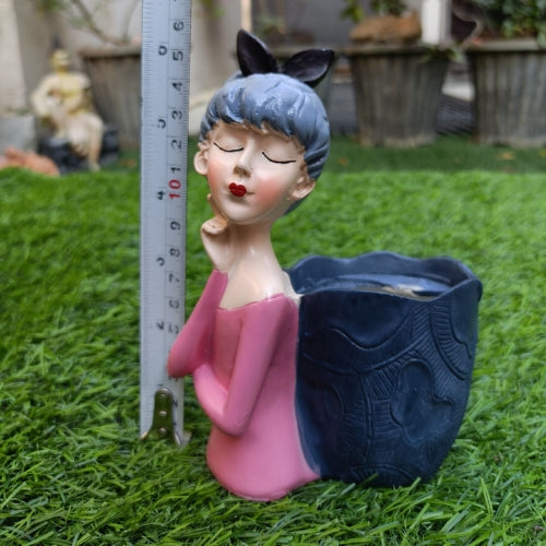 Lady with basket planter