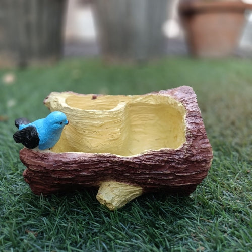 Bird on bark planter