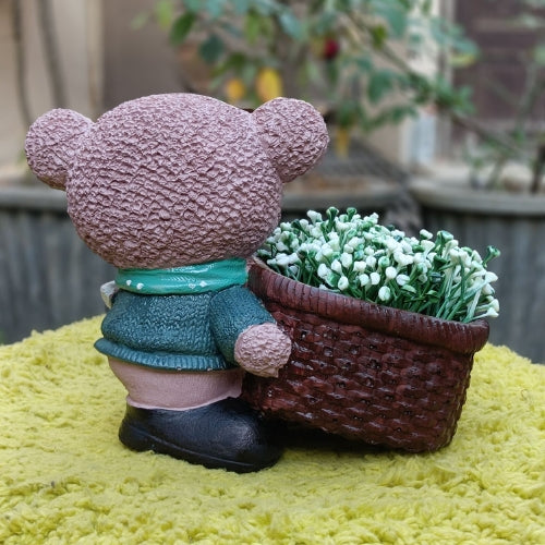 Brown muffler teddy planter