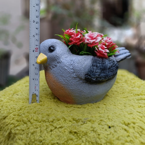 Grey bird planter