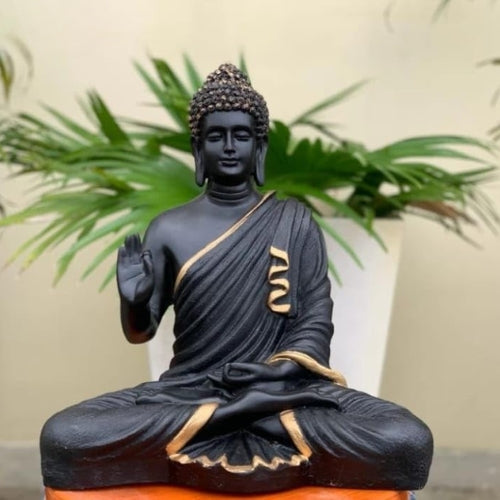 Buddha Statue In Black 15 Inch