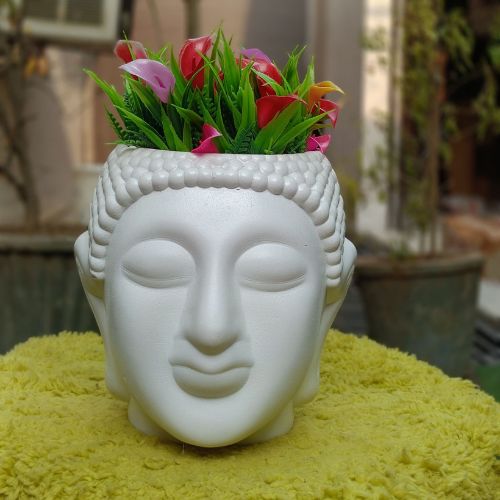Budhha head planter (white)