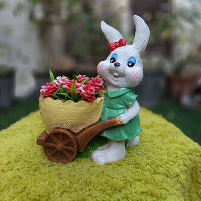 Green bunny girl planter