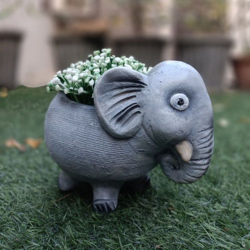 Grey elephant planter