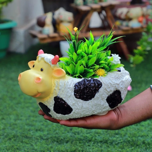 White cow planter