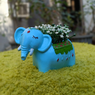 Blue elephant planter