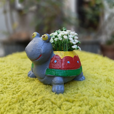 Grey tortoise planter