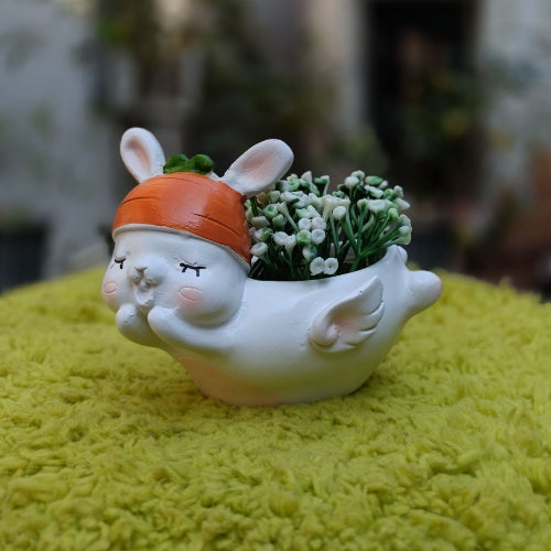 Flying rabbit planter