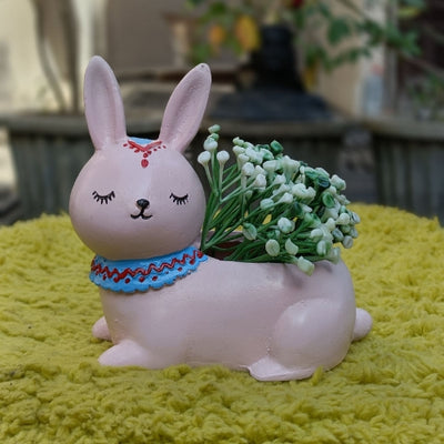 Pink rabbit planter