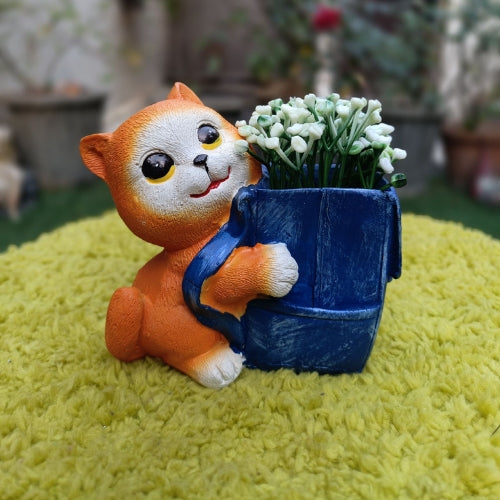 Cat with bag planter