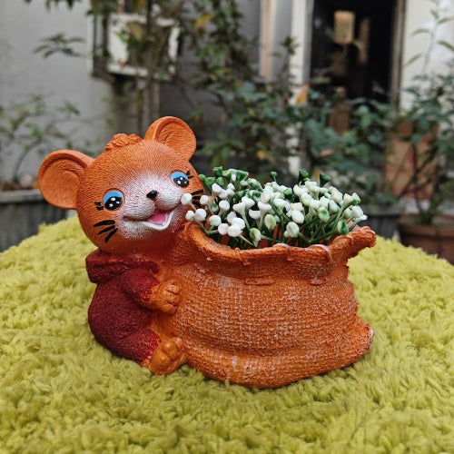 Hoodie cat with basket planter