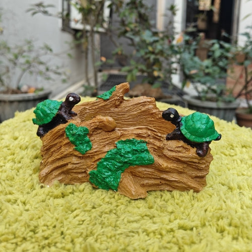 Tortoise on bark planter