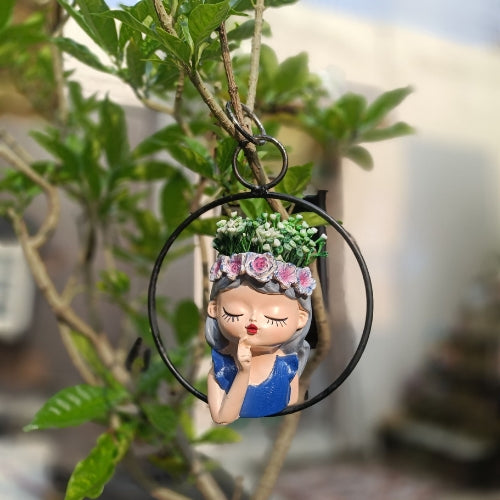 Hanging ring girl planter