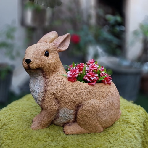 Brown rabbit planter