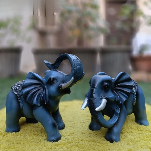 Set of 2 grey elephant
