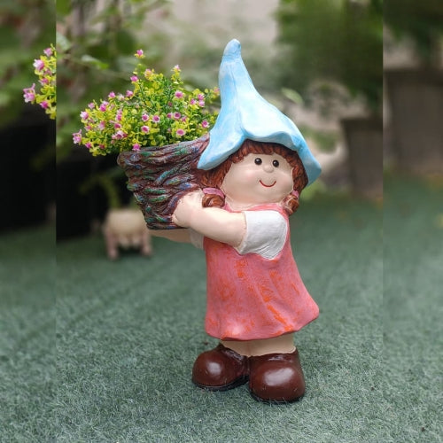 Girl with cap big planter