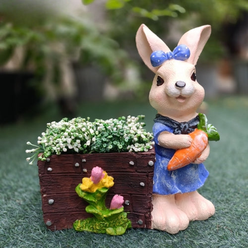 Female bunny with carrot planter
