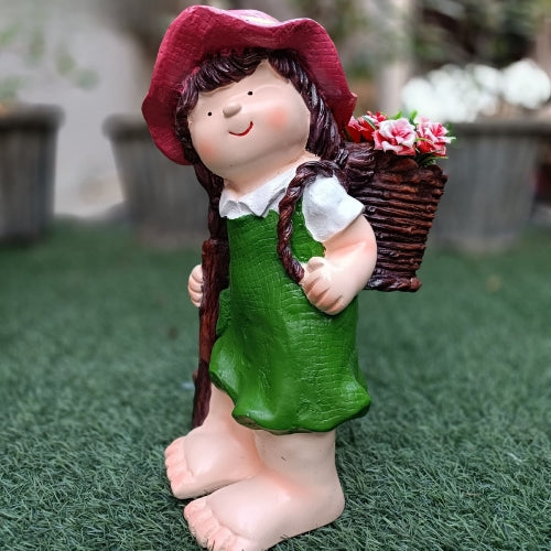 Girl with hanging bucket big planter