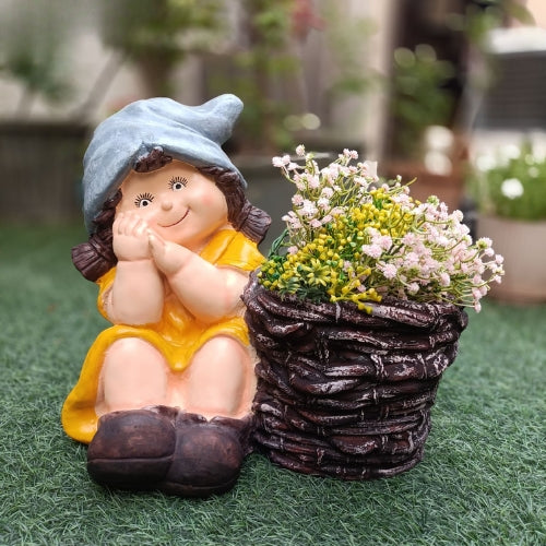 Dreaming girl big planter