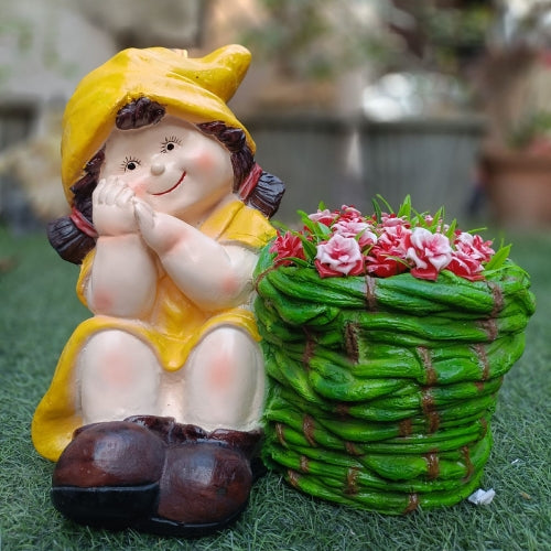 Dreaming girl big planter