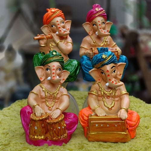 Set of 4 musical ganesh