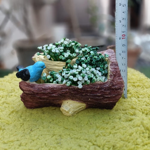 Bird on bark planter