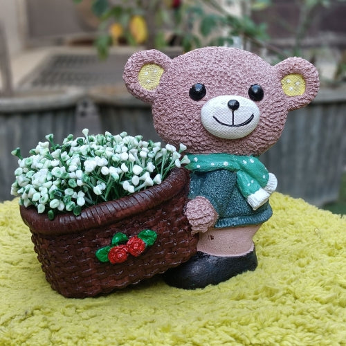 Brown muffler teddy planter