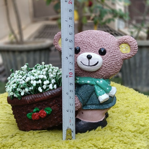 Brown muffler teddy planter