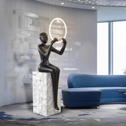 Sitting Girl Holding Ring Light
